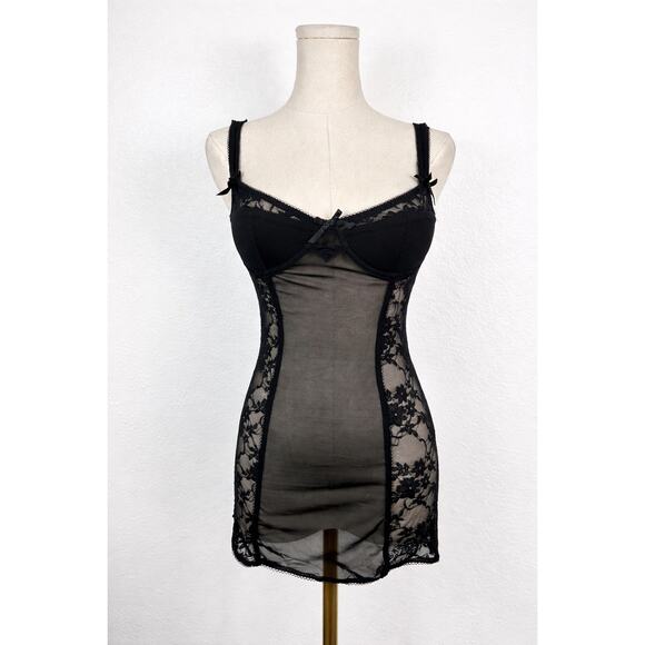 Rampage Other - Rampage Vintage Y2K Bustier Slip Lingerie Lace Top Black Sz Small